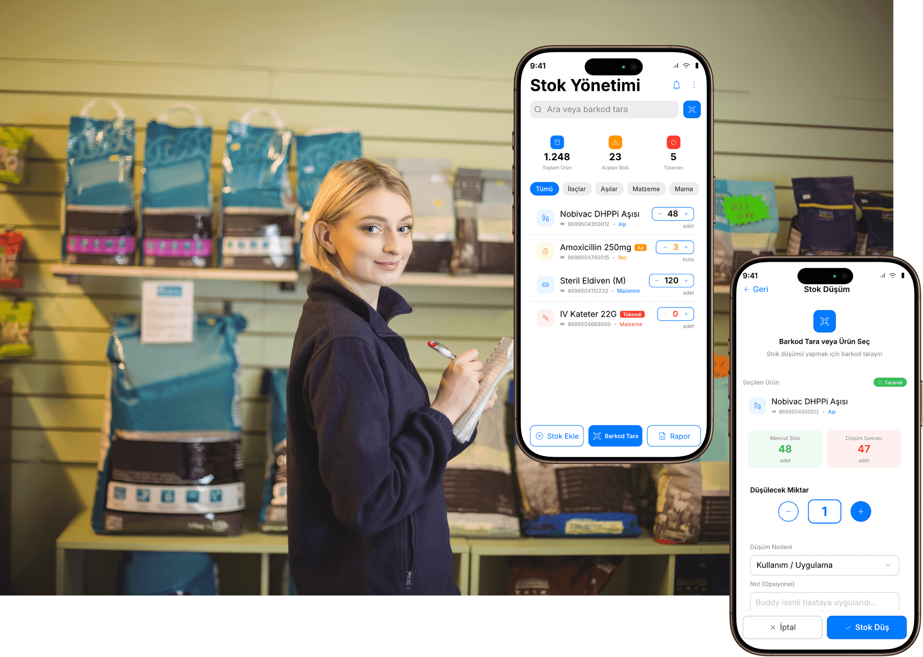 Vetigen inventory management screen
