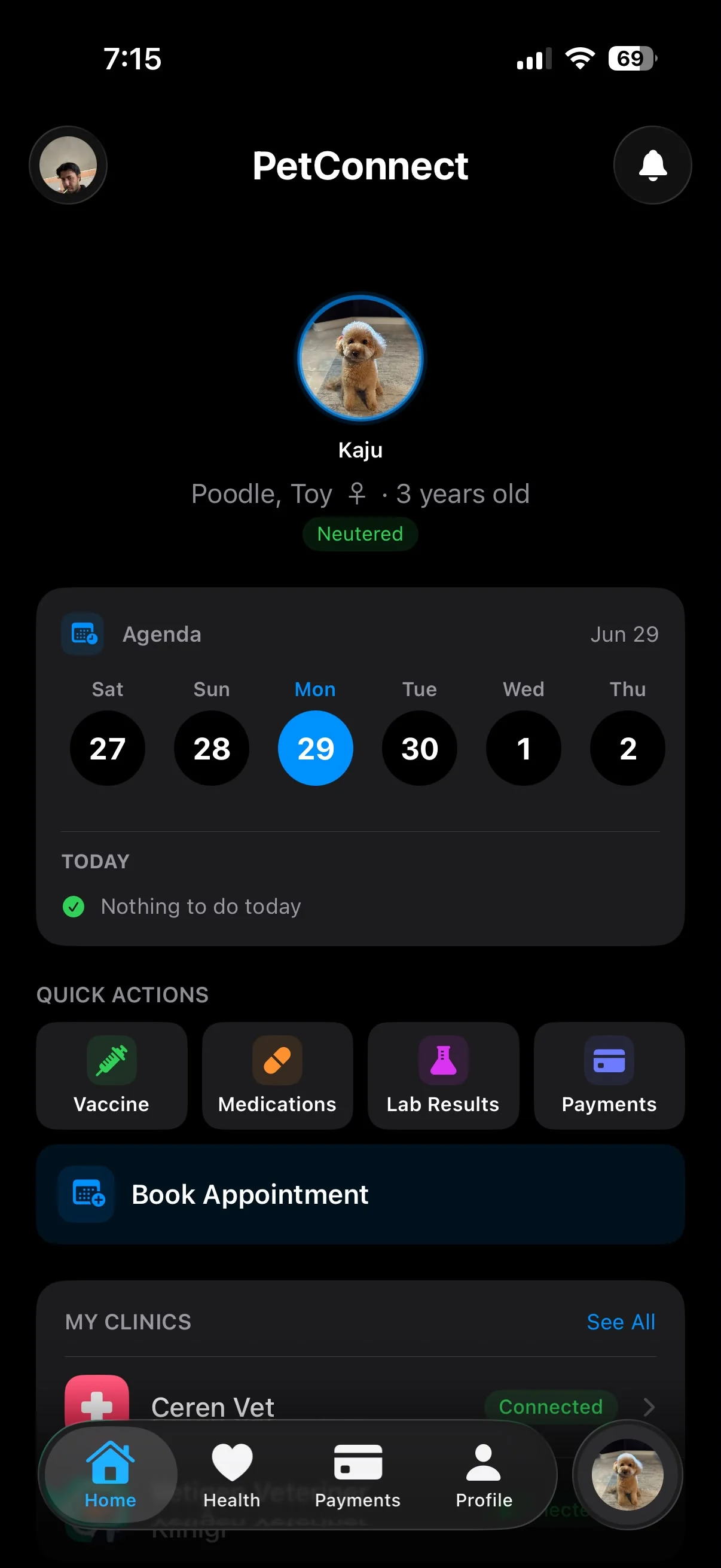 PetConnect ana ekranı