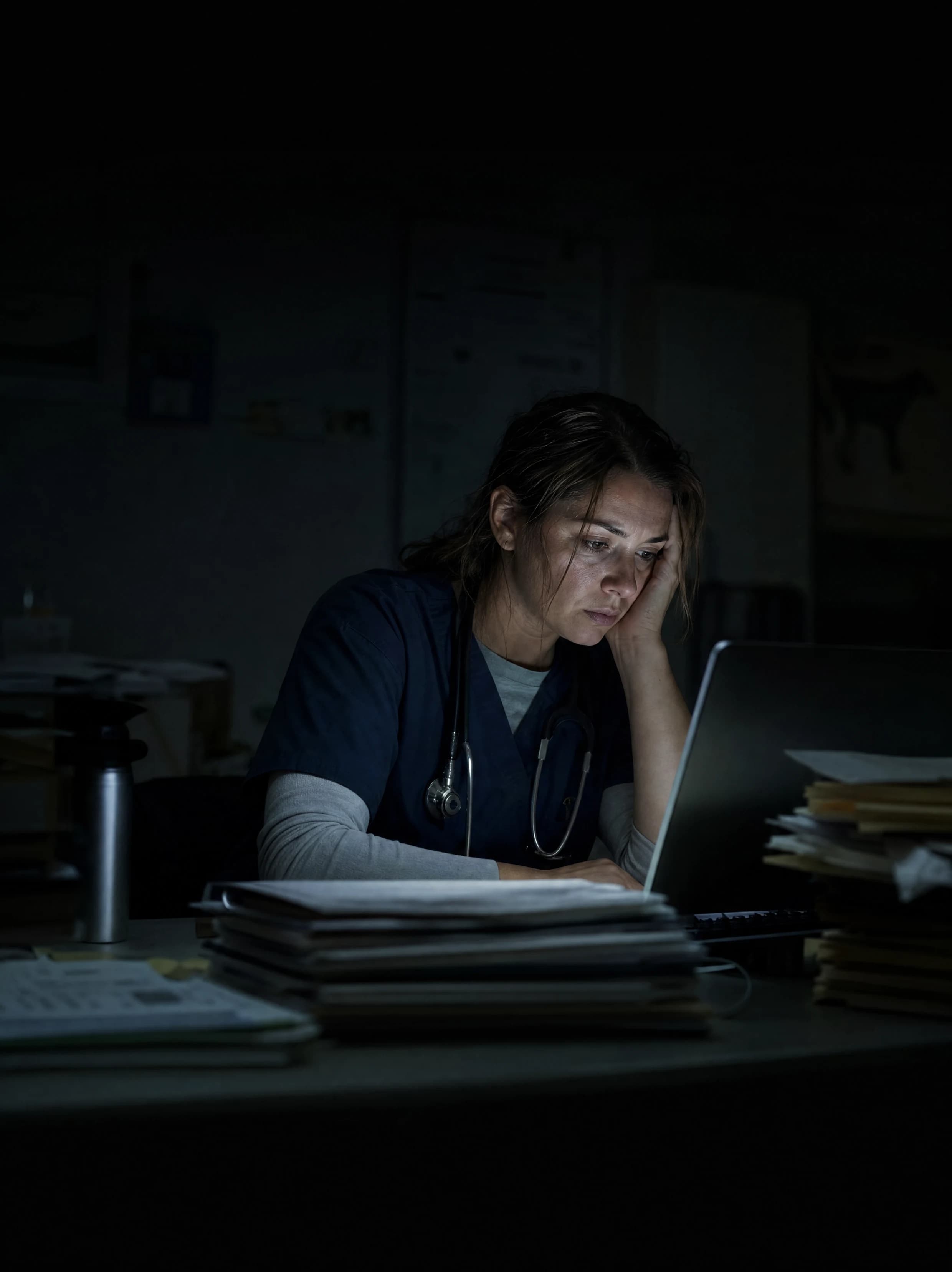 A tired vet, late